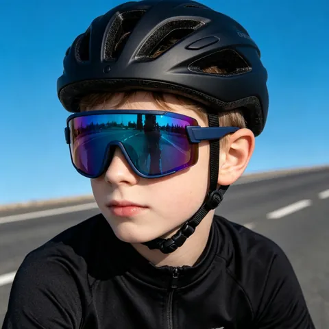 Occhiali Da Sole Ciclismo Bambini UV400 Monopezzo Sport Specchio Aria Aperta Per Ragazzi Ragazze Adolescenti Montura PC