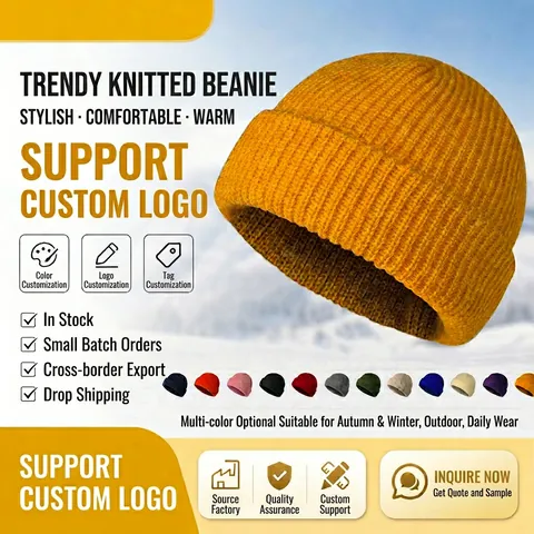 Gerippte Strickbeanie Aus Acryl Warme Wintermütze Faltbare Skull Cap Für Herren Und Damen Minimalistischer Hip-Hop-Stil