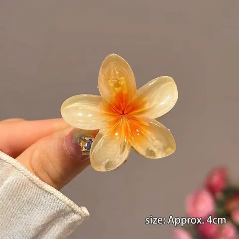 Pinza para el Cabello con Degradado de Plumeria para Mujer Dulce Clip de Tiburón Floral de Plástico Accesorio para el Verano