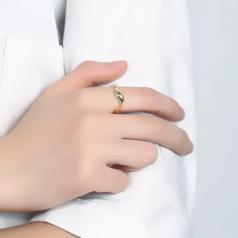 Minimalist U Shape Titanium Steel Plating 18K Gold Plated Open Ring