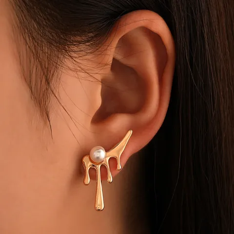 Minimalist Classic Style Solid Color Plating 304 Stainless Steel 18K Gold Plated Ear Studs