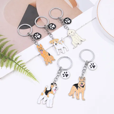 Legering Metalen Hond Sleutelhanger Hanger Cartoon Puppy Ras Tas Charme Met Poot Decor Creatief Cadeau Voor Huisdierenliefhebbers Vrouwen Kinderen