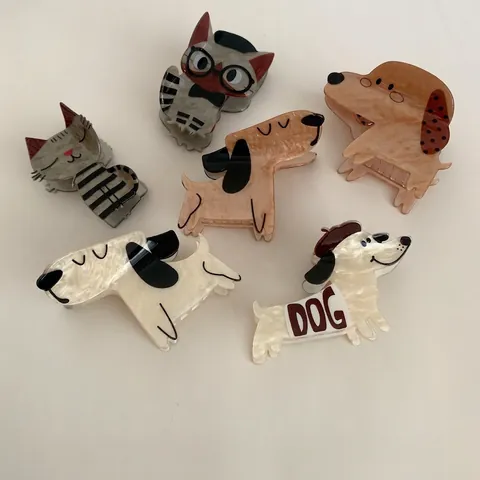 Leuke Diervormige Haarklem Voor Dames Acryl Kat Hond Shark Clip Eenvoudige Veelzijdige Haarklem Haaraccessoire