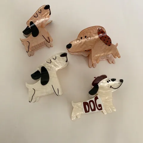 Leuke Diervormige Haarklem Voor Dames Acryl Kat Hond Shark Clip Eenvoudige Veelzijdige Haarklem Haaraccessoire