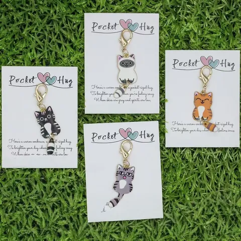 Schattige Cartoon Kat Sleutelhanger Zinklegering Emaille Bedrukt Dier Hanger Tas Bedeltje Sieraden Sleutelring Cadeau Vrouwen