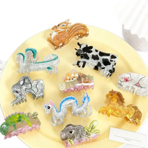 Simpatica Molla per Capelli in Acrilico con Animali Animati per Donna Ragazza Dolce Fermaglio a Squalo Porta Coda Accessori Moda