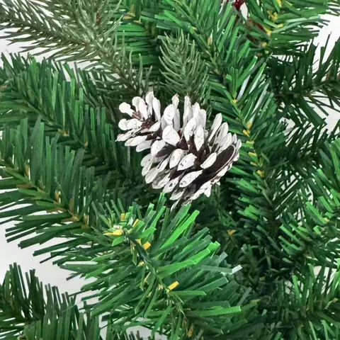 Encryptie Kerstguirlande Kunstmatige Groene Dennennaald Wijnstok Met Dennenappels Rode Bessen Voor Vakantie Feest Huis Mall Decor