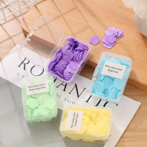 Fogli di Carta Sapone Portatili a Forma di Petalo Usa e Getta Lavaggio Mani Mini Fogli di Sapone Profumati Per Esterno Casa Viaggio
