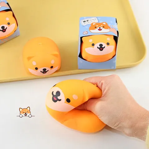 Cute Shiba Inu Squishy Toy Slow Rebound Stress Relief Squeeze Ball TPR Animal Vent Toy For Adults Kids Office Desk Decor Gift