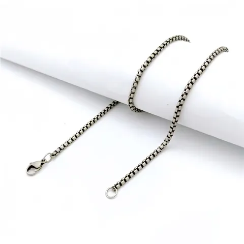 Collana a Catena Box Minimalista in Acciaio al Titanio Maglie Quadrate Acciaio Inossidabile 316L Collana per Uomo Donna Unisex Accessorio Gioielli