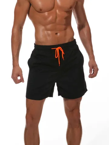 Men's Quick Dry Swim Trunks Nylon Mesh Lining Elastic Waist Beach Shorts Sport Board Shorts With Contrast Drawstring
