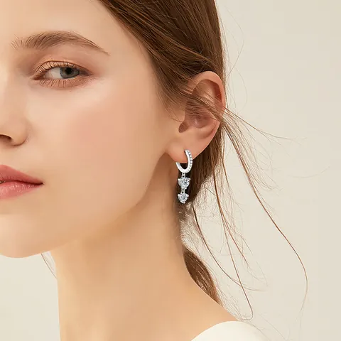 Pendientes Colgantes de Plata de Ley 925 Con Moissanita para Mujer Borla Larga Color D Corte de Corazón Ovalado Joyería
