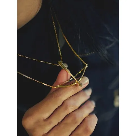 Fashion Copper Bow And Arrow Pendant Necklace Heart Arrowhead Electroplated Geometric Jewelry For Women Gift Party Accessory