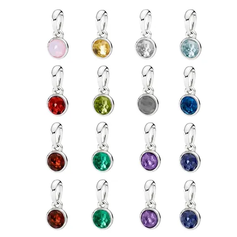 Versilberte Kupfernickel Geburtsstein Anhänger Für DIY Armband Halskette Mehrfarbige Rundschliff Strass Schmuck