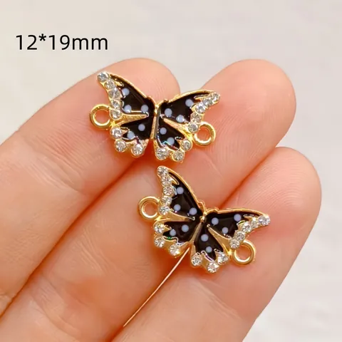 Alloy Rhinestone Enamel Butterfly Heart Rose Four-Leaf Clover Pendants DIY Jewelry Connectors For Bracelet Earring Making Women Accessories