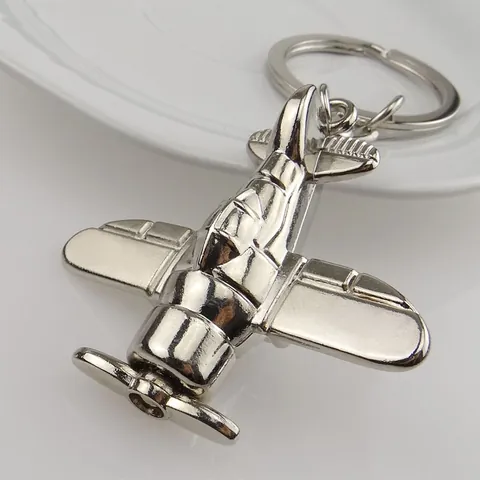 Military Aircraft Model Keychain Zinc Alloy Metal Fighter Jet Key Ring Silver Aviation Souvenir Gift For Men