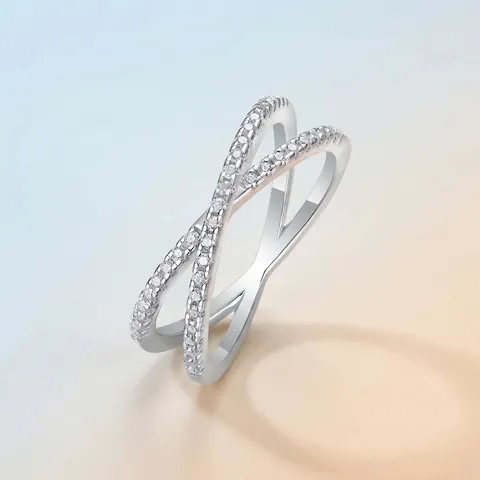Intertwined Criss Cross Ring 925 Sterling Silver Moissanite D Color Geometric Fashion Jewelry For Women