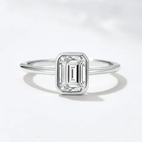 925 Sterling Silver Emerald Cut Rhinestone Ring For Women Geometric Bezel Setting Gold Plated Luxury Minimalist Jewelry Ring