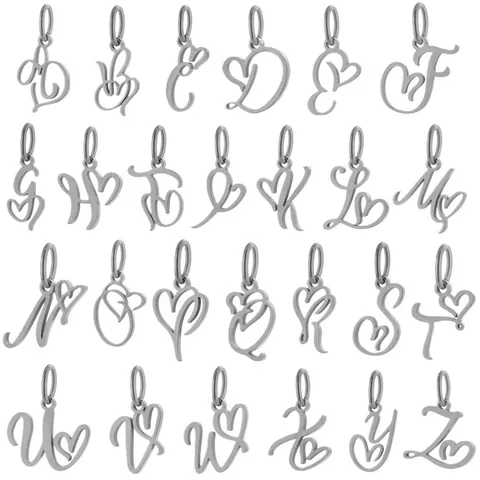 Artistic Stainless Steel Alphabet Heart Charm Pendant For DIY Necklace Making Women Fashion Minimalist Jewelry Accessory