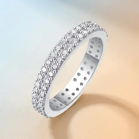 S925 Sterlingsilber Moissanit Eternity Ring Für Damen Luxus Orbit Band Rundschliff D Farbe Moissanit Schmuck Geschenk