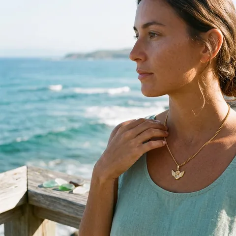 Collana Con Pendente Angelo In Acciaio Inossidabile Placcato Oro Impermeabile Ipoallergenico Gioielli Da Donna