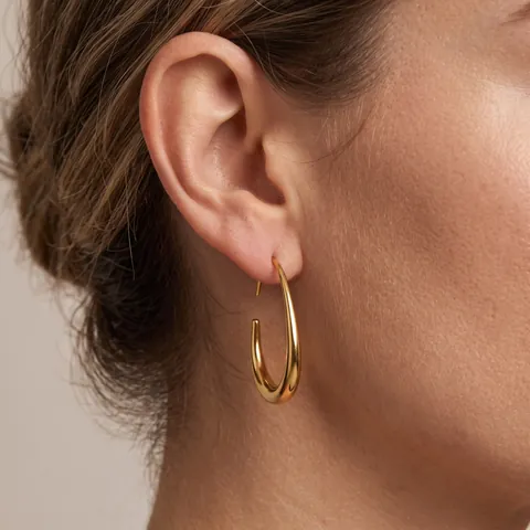 Modern U Shaped Hoop Earrings Stainless Steel High Polished Waterproof Hypoallergenic Geometric Minimalist Jewelry For Women