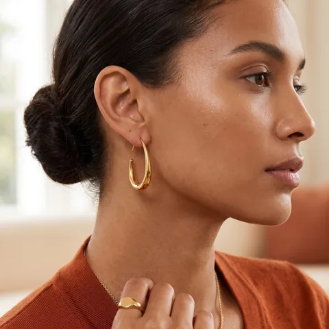Modern U Shaped Hoop Earrings Stainless Steel High Polished Waterproof Hypoallergenic Geometric Minimalist Jewelry For Women