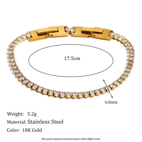 Marquise-Schliff Weißer Zirkon Tennis Armband 18K Vergoldet Edelstahl Schmuck Für Frauen Mode Elegant