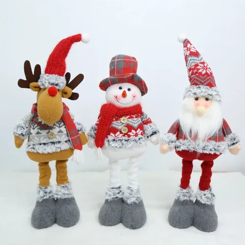Weihnachten Pailletten Spitzer Hut Langbeinige Elfenpuppe Retro Einziehbare Plüschfigur Für Feiertags Home Tisch Party Deko