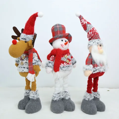 Weihnachten Pailletten Spitzer Hut Langbeinige Elfenpuppe Retro Einziehbare Plüschfigur Für Feiertags Home Tisch Party Deko