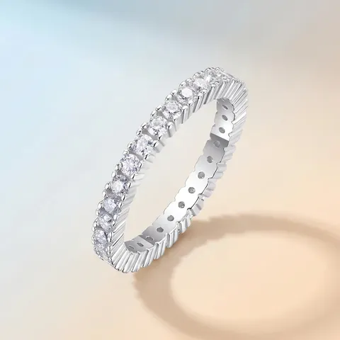 Moissanite Eternity Ring 925 Sterling Zilver Volledige Pavé D Kleur 3EX Slijpvorm Fonkelende Elegante Bruiloft Sieraden Voor Dames