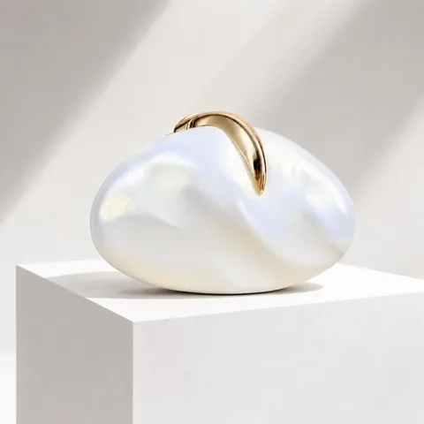 Pebble Shaped Clutch Bag PU Leather Evening Purse Chic Organic Design Metal Buckle Magnetic Closure For Women Wedding Party