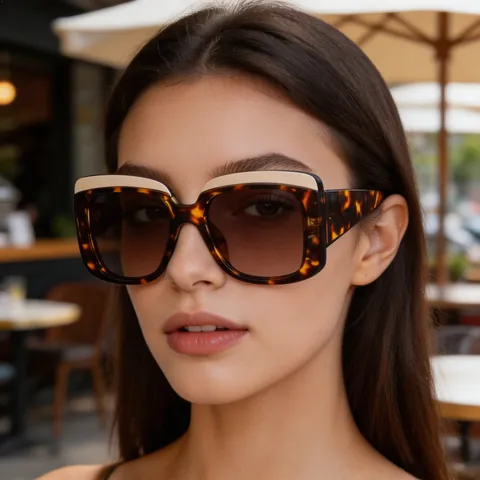 Damen Mode Oversize Quadratische Sonnenbrille UV400 Schutz Vintage PC Metallbesatz Sonnenbrille Alltag Outdoor Brillen