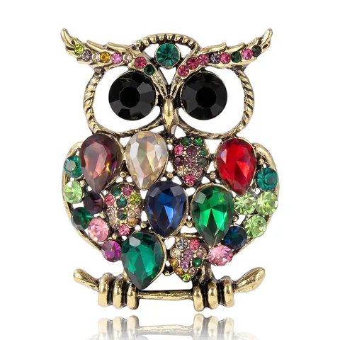 Broche Hibou Vintage en Alliage avec Strass pour Femmes Broche de Mode de Haute Qualité Accessoires de Bijoux