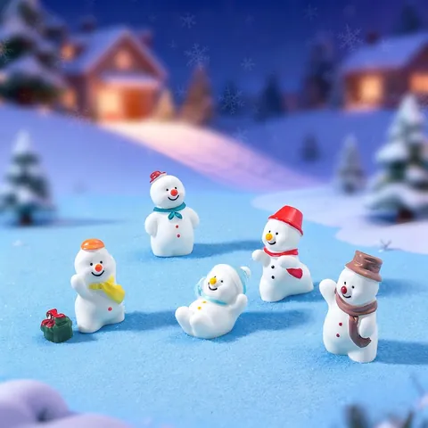 Resin Weihnachts Schneemann Miniatur Figuren Mikro Landschaft DIY Dekoration Zubehör Süß Cartoon Winter Festlichen Stil