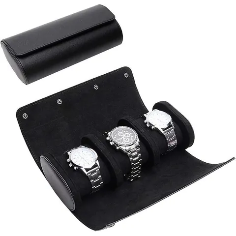 Portable PU Leather Watch Roll Storage Box Velvet Lining Travel Watch Organizer Cylinder Watch Case Protective Case