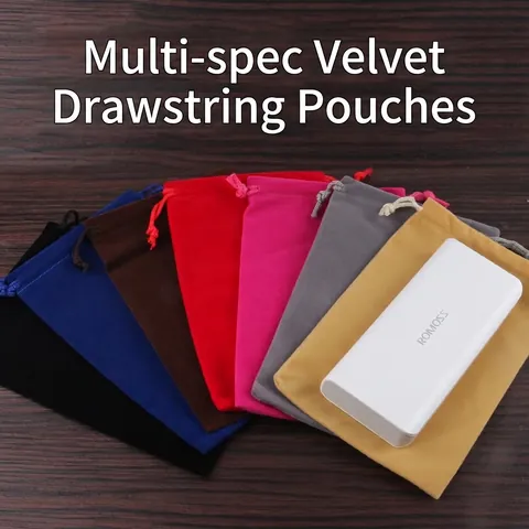 Pochons en Velours de Luxe à Cordon pour Cadeau Bijoux Pochette de Rangement Souple pour Écouteurs Power Bank Sac en Velours Plusieurs Tailles Couleurs