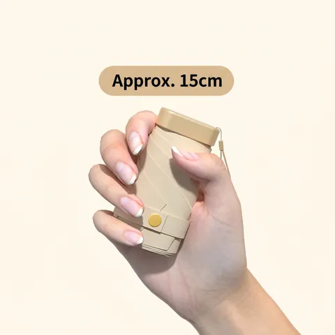 Mini Tragbarer Kapsel Sonnenschirm Für Damen UPF50 UV Schutz Sonne Regen Dual Use Kompakter 5 Fach Flacher Taschenschirm