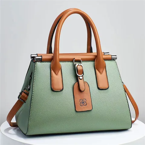 Borsa a Mano da Donna in Pelle PU con Motivo Litchi Grande Capacità Borsa a Tracolla con Tracolla Regolabile