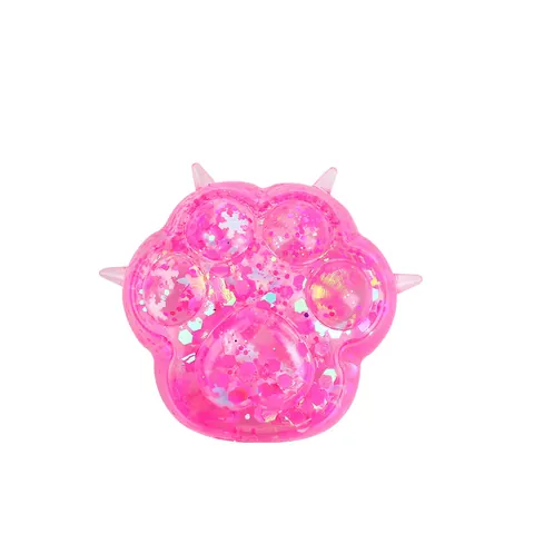 Creative Cute Cat Paw Squeeze Toy TPR Maltose Glitter Sequin Stress Relief Mini Sensory Toy For Office School Adults Teenagers