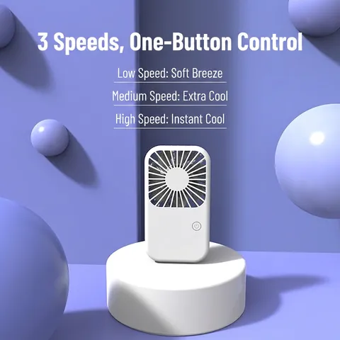 Mini Ventilador Portátil USB Recargable Ventilador de Bolsillo Soporte de Teléfono Ventilador Silencioso para Viaje Oficina Dormitorio Escritorio