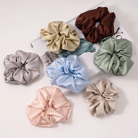 Luxury 30 Momme Heavyweight Mulberry Silk Scrunchie For Women Large Elastic Hair Tie Non-Damage Hair Rope Silk Hair Accessories