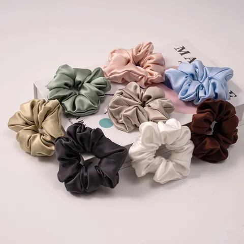 Luxury 30 Momme Heavyweight Mulberry Silk Scrunchie For Women Large Elastic Hair Tie Non-Damage Hair Rope Silk Hair Accessories