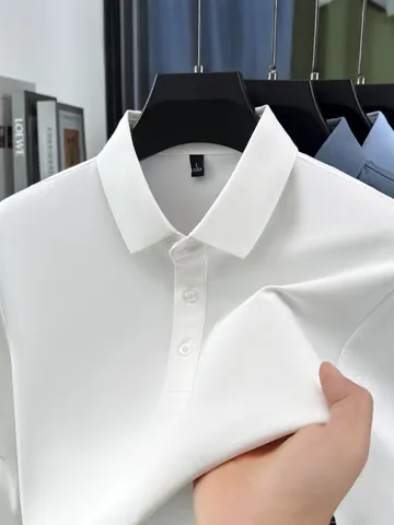 Heren Business Casual Poloshirt Korte Mouw Zwaargewicht Piqué Katoenmix Slim Fit Effen Kleur Ademend Zomer Top