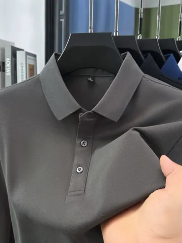 Heren Business Casual Poloshirt Korte Mouw Zwaargewicht Piqué Katoenmix Slim Fit Effen Kleur Ademend Zomer Top