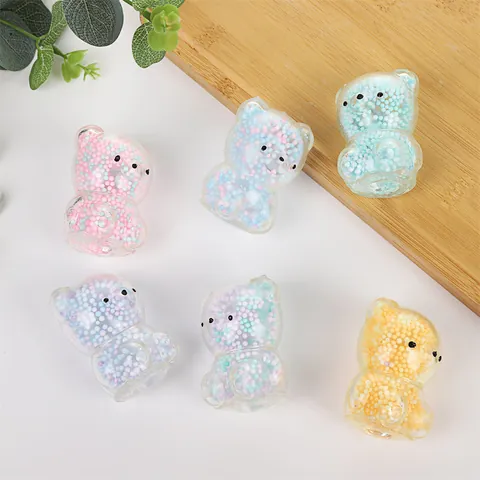 Cute Cartoon Bear Squishy Toy Soft Stress Relief Squeeze Toy With Colorful Foam Beads Decorative Toy For Kids And Adults