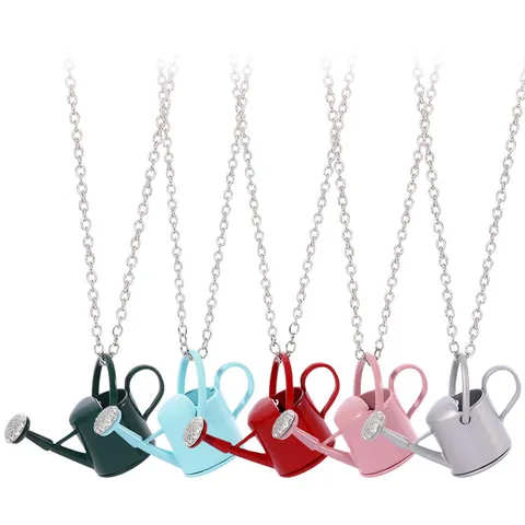 Collier Pendentif Mini Arrosoir Créatif en Alliage Strass Bijoux Hip Hop pour Hommes Femmes Accessoires de Mode Quotidien