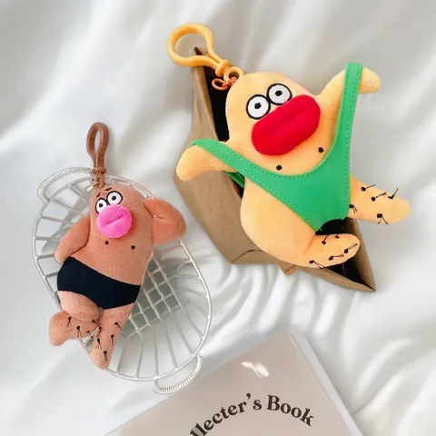Lustiger Hässlich-Niedlicher Plüsch-Schlüsselanhänger Seltsame Verrückte Charakterpuppe Taschenanhänger Kreatives Emotional Stabiles Freundesgeschenk