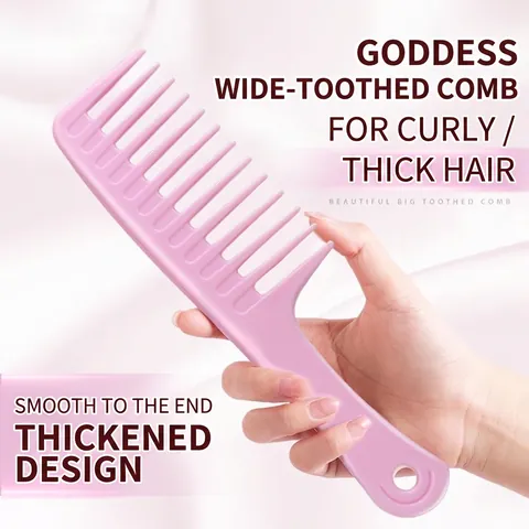 Professional Wide Tooth Hair Comb For Curly Thick Hair Detangling Hairbrush With Hanging Hole Scalp Massage Styling Tool For Women