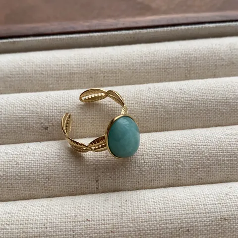 Vintage Verguld Koperen Open Ring Met Ovale Strass Retro Geometrische Verstelbare Vingerring Voor Dames Sieraden